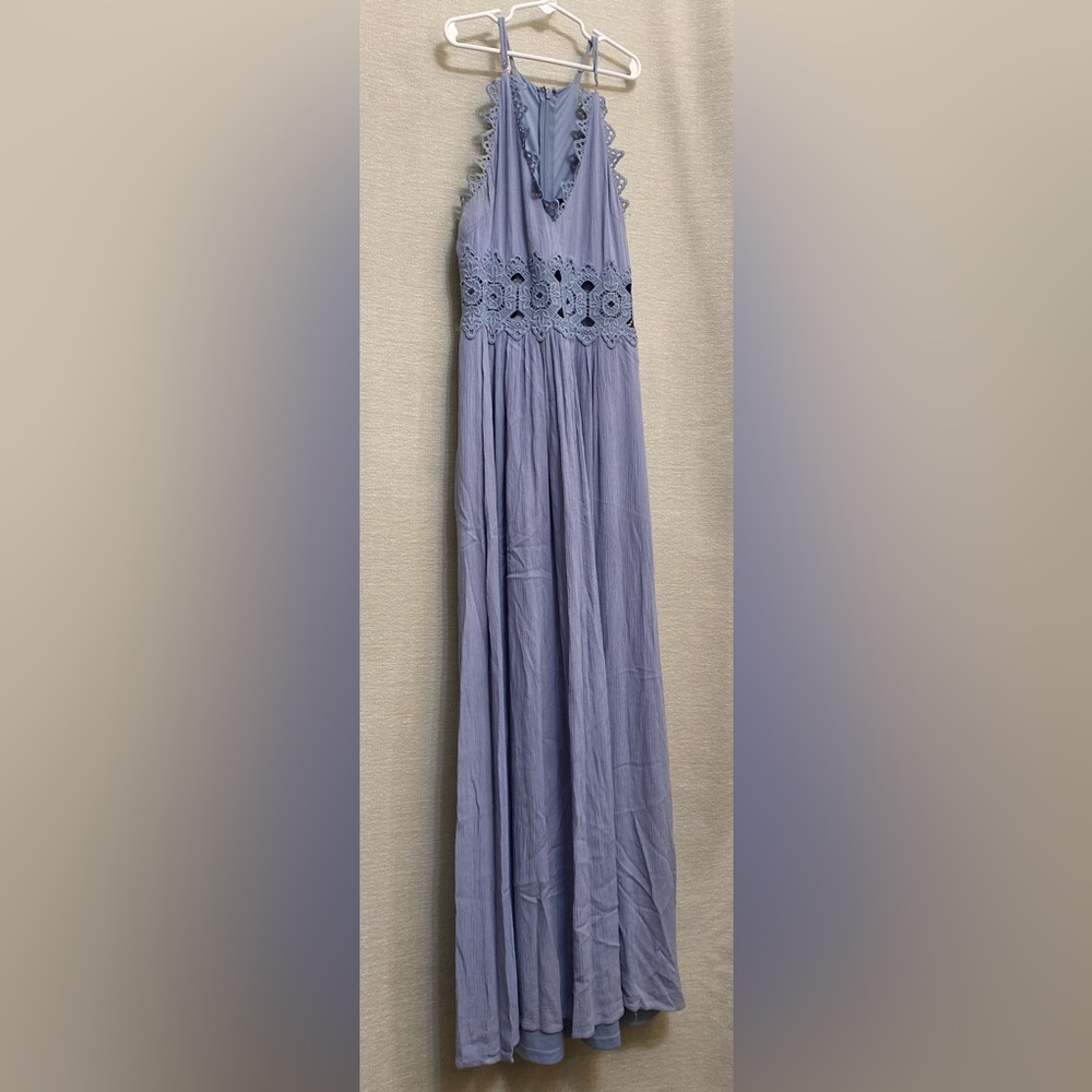 Lulu's Light Blue Lace Maxi Dress